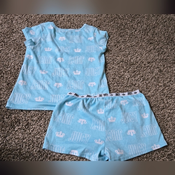 3/$20 Juicy Couture Kids Pajama Shorts Set Baby Blue - Picture 4 of 4